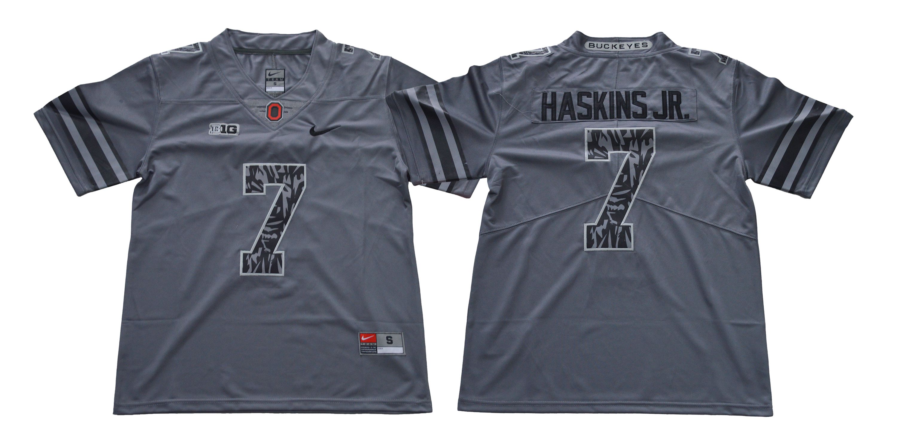 Men Ohio State Buckeyes #7 Haskins jr Grey Nike NCAA Jerseys->->NCAA Jersey